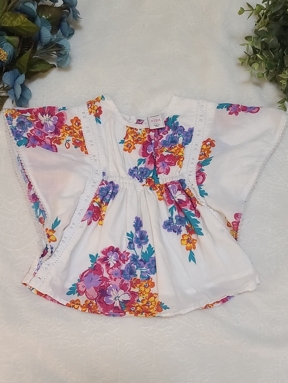 Toddler Girl Floral Poncho Top Blouse Flutter Wing 2011 Boho Vintage India